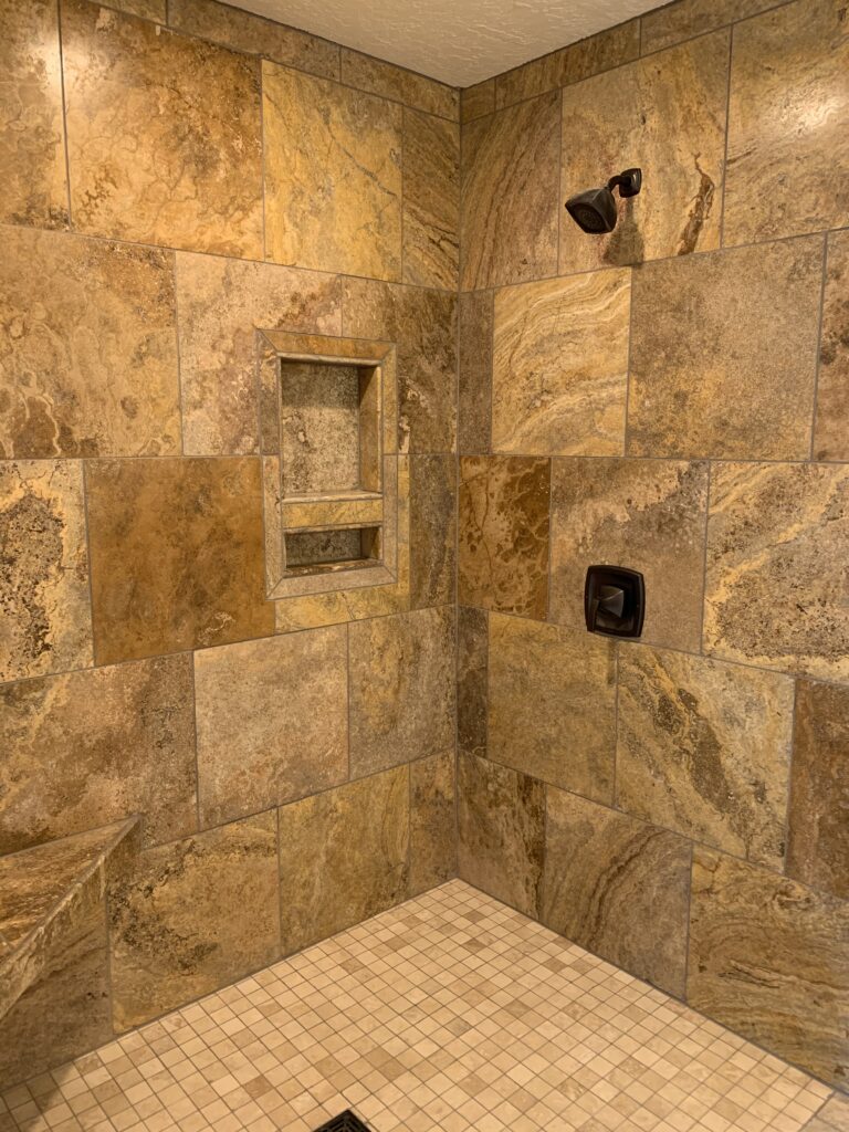 Wall and floor tiling for an updated shower